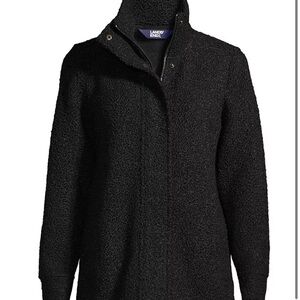 Lands' End Women's Cozy Black Teddy Jacket